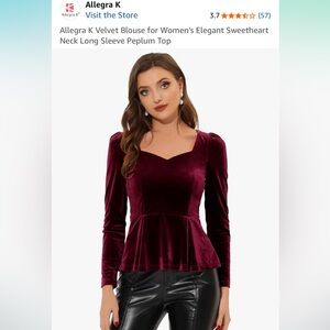 Allegra K Deep Red Long Sleeve Top
